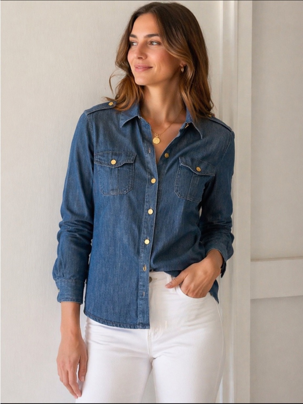Tory Burch Light Blue Denim Shirt